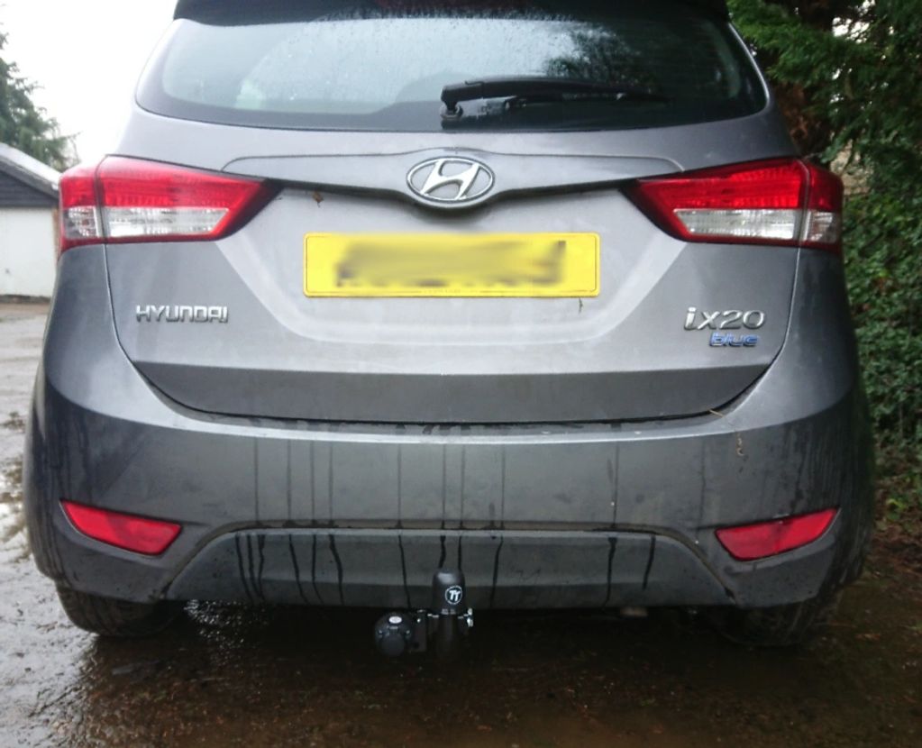 Grey Hyundai IX20 fitted with a fixed Tow-Trust Tow Bar 