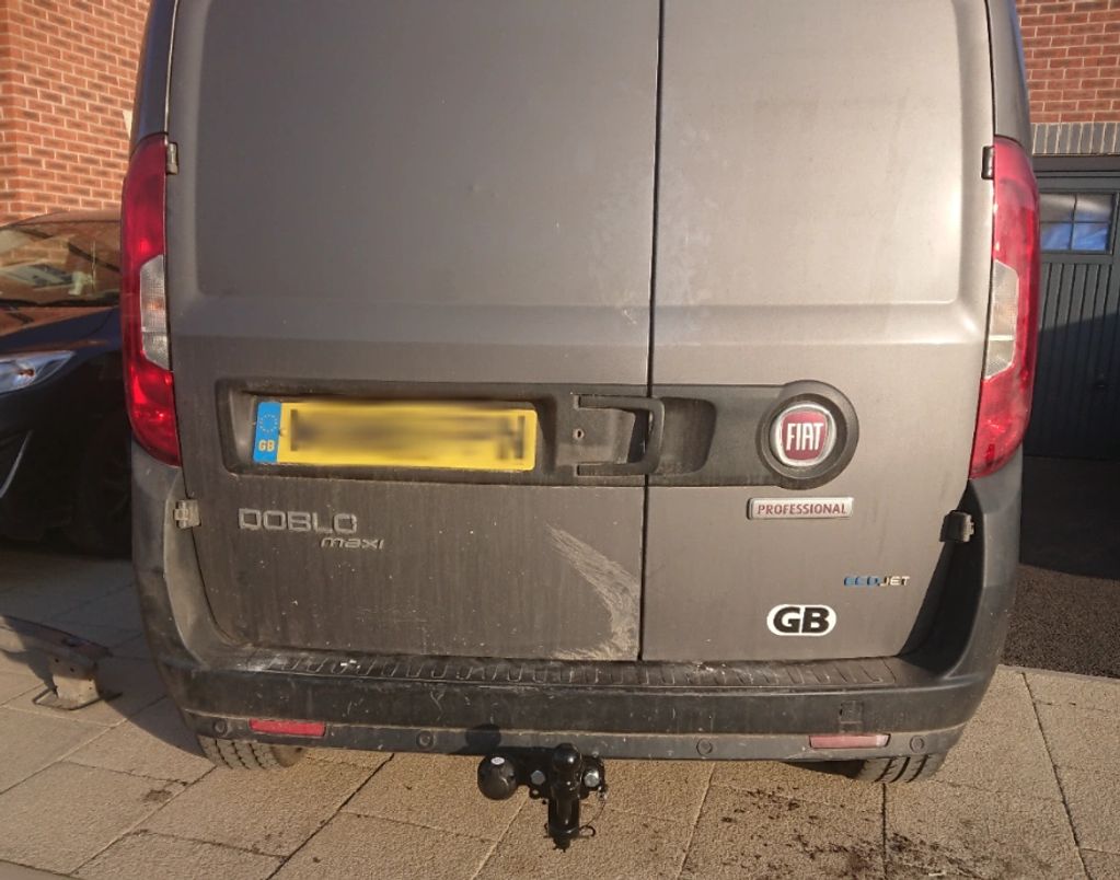 Grey Fiat Doblo fitted with a fixed Tow-Trust Tow Bar