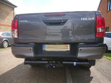 Grey Toyota Hilux fitted witha Tow-Trust towbar by Go-Tow in Oundle