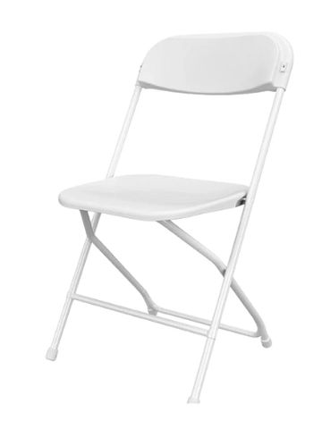 White folding chair.
