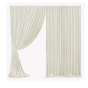 Backdrop panels in beige.