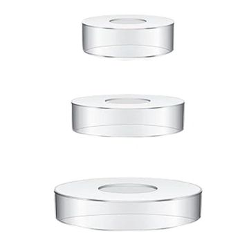 set of 3 different sized round clear acrylic risers
