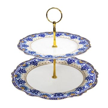 Round 2 tiered stand with a blue dessert design