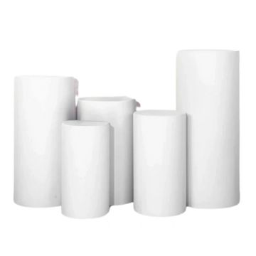 Cylinder pedestal covers in white, various colors and sizes available.