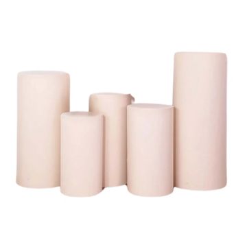 Cylinder pedestal covers in pink, various colors and sizes available.