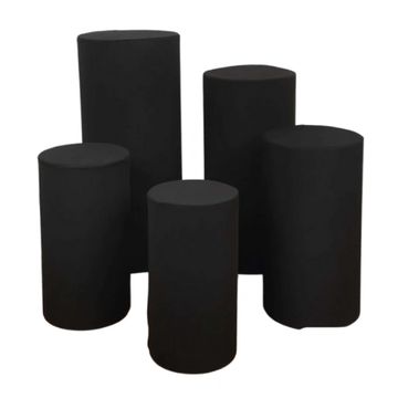 Cylinder pedestal covers in black, various colors and sizes available.