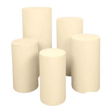 Cylinder Pedestal Covers in beige, various colors and sizes available.