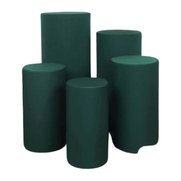 Cylinder pedestal covers in green, various colors and sizes available.