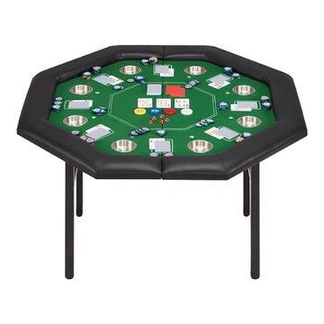 Green and Black hexagon shaped poker table for eight players.