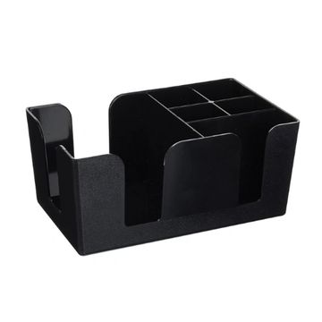 Napkin and straw caddy in black.