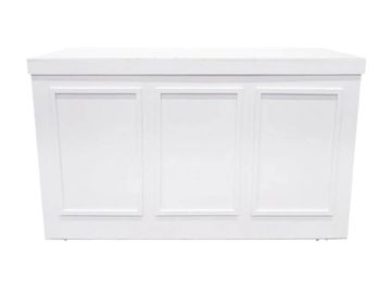 Custom event rental, medium bar painted white with molding details.