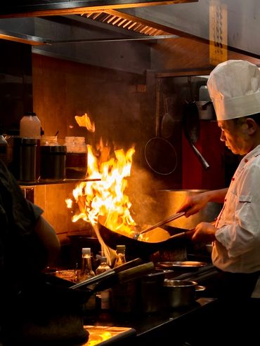 Cooking in center of Athens, Greece the best Chinese food you could possibly try