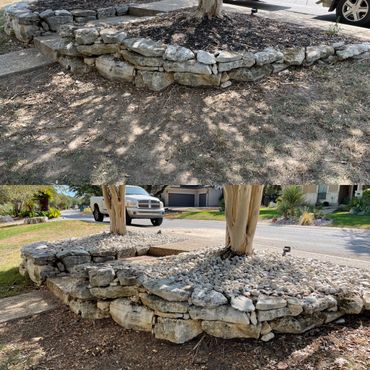 Mulch removed and river rock added.
