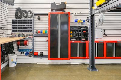 SLOT WALL ORGANIZER IN CUSTOM DESIGNED GARAGE IN LANGLEY BC
