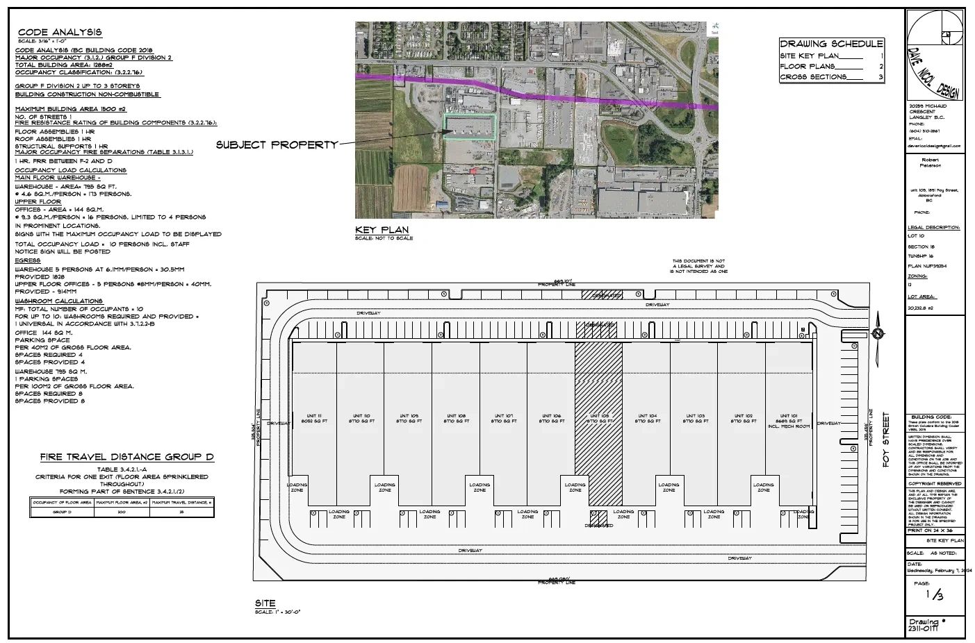 Site plan for a commercial tenant improvement in Abbotsford building plans