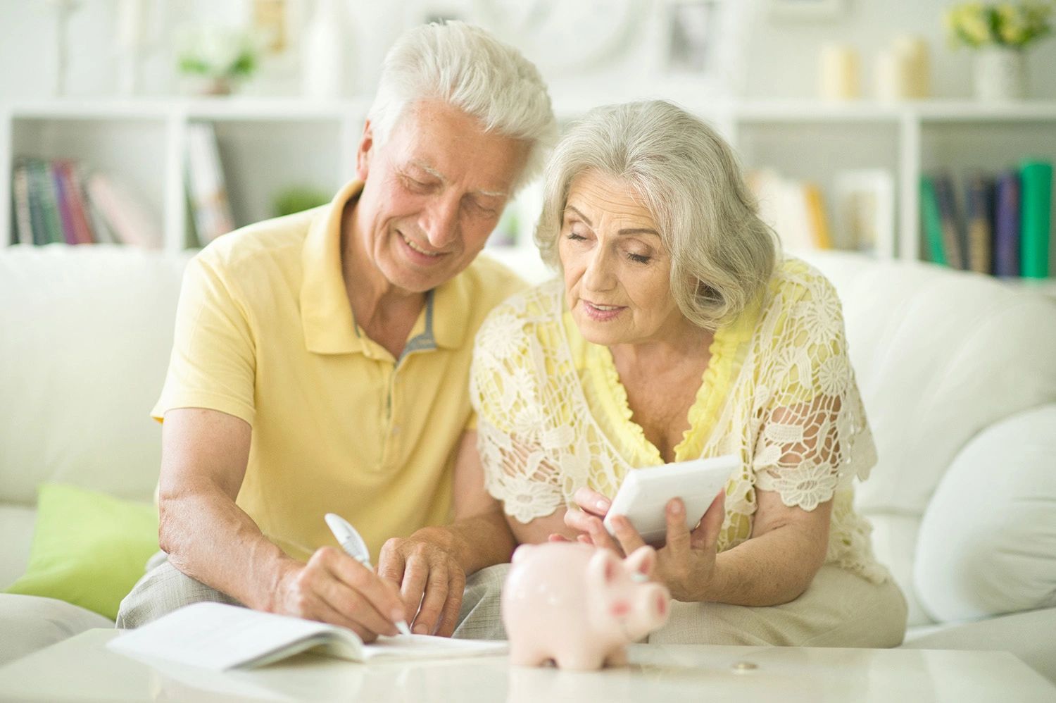 Senior couple doing paperwork