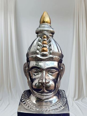 Divine Silver Cladded Hanuman Face Idol – A Symbol of Strength & Devotion