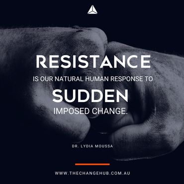 Dr Lydia Moussa, quote on resistance to change.
Organisational change management and transformation