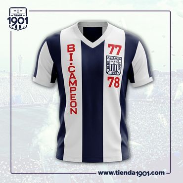CAMISETA ALIANZA LIMA
Modelo Bicampeón 1977 - 1978
Hilada - Estampado en serigrafía
Tallas S - M - L