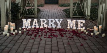 Marry Me letters and proposal set up in Philadelphia. Proposal photographer