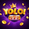 Bright YOLO 777 casino graphic with gold coins and crown.