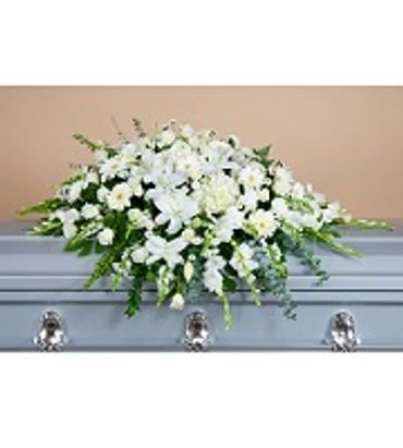 Floral casket pieces and Celebration of Life ceremony pieces. Call us for more info.