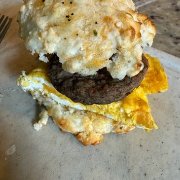 Sausage. Egg. Cheese on a handmade buttery biscuit