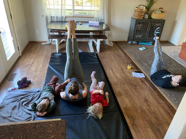 Moms doing pilates.