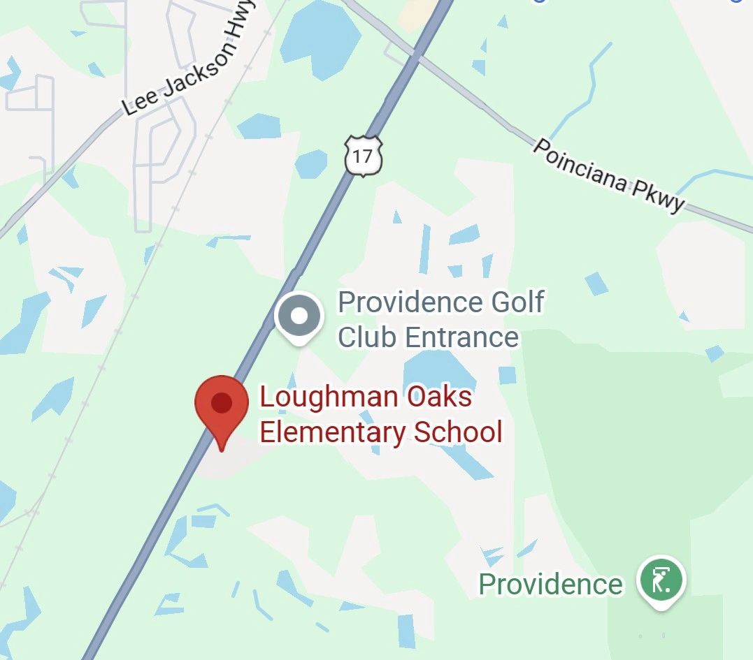 Screenshot of map with Loghman Oaks Elementary in Davenport, FL.