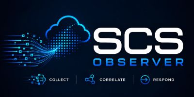 SCS Observer Logo mit Cloud Design und Icons.