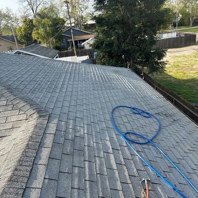 CA Window Cleaning Soft Wash Rool - cleaned tiles