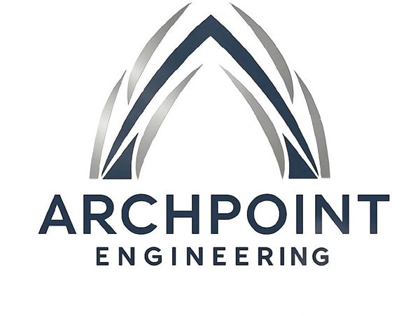 Stylized logo for Archpoint Engineering with an abstract arch design.
