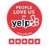 Yelp five star rated roofing contractor customer review badge