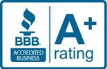 Better Business Bureau A plus accredited business rating badge