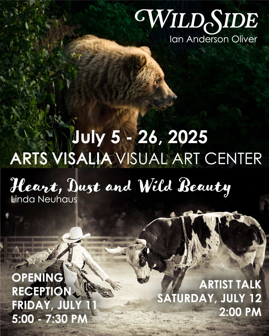 A promotional for Heart, Dust and Wild Beauty in July 5-26 2025, at Arts Visalia