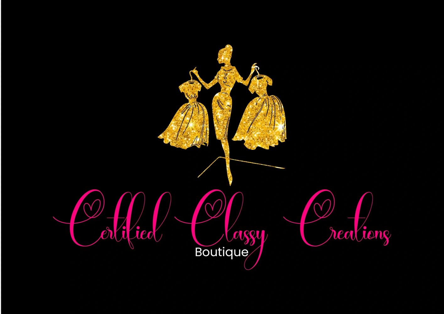 Lady silhouette stylishly dressed in a modest dress, while posing with two classy dresses in hands