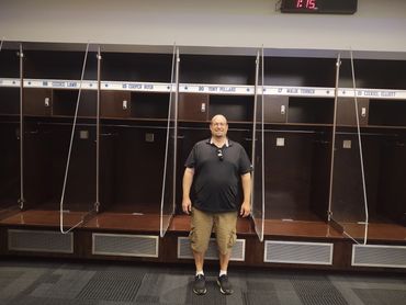 Inside the locker room at AT&T Stadium.