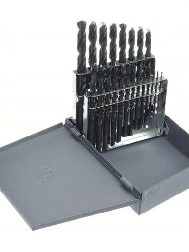 21 piece drill bit set - 1/16" - 3/8" - American-made drills. Comes in metal case.