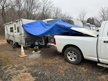 Homeless life,I was not allowed to live here unfinished camper but cooked meals- me & the homeless