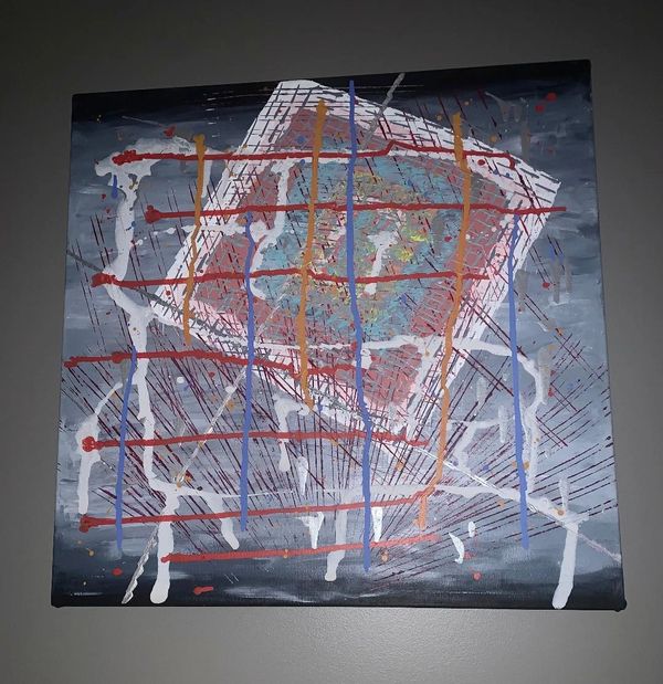 Abstract Box in Box 30" x 30" canvas and acrylic