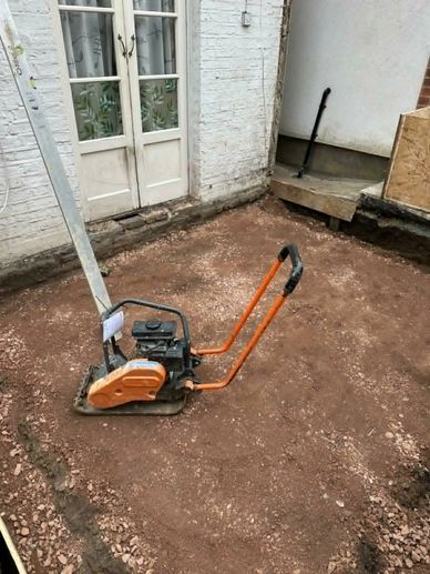 Groundworks and site preparation completed as part of the conservatory extension project in Hanwell,