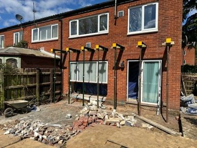 Temporary structural support during preparation works for a rear kitchen and living room extension i