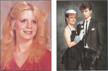 Left: my high school photo from freshman year, 1980. Right: my high school prom photo, 1984.