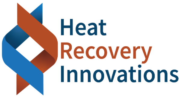 logo reading 'Heat Recovery Innovations' in blue and red lettering with helical blue and red graphic