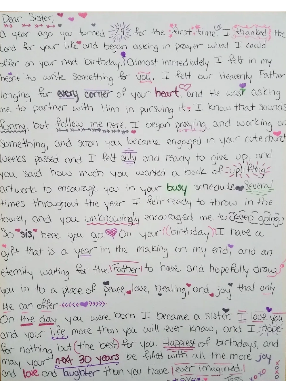 A letter to my sister on her birthday