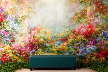 Spring Mini background of abstract multi color flowers.