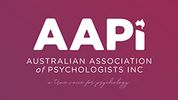 Logo of the Australian Association of Psychologists Inc (AAPi) on a purple background.