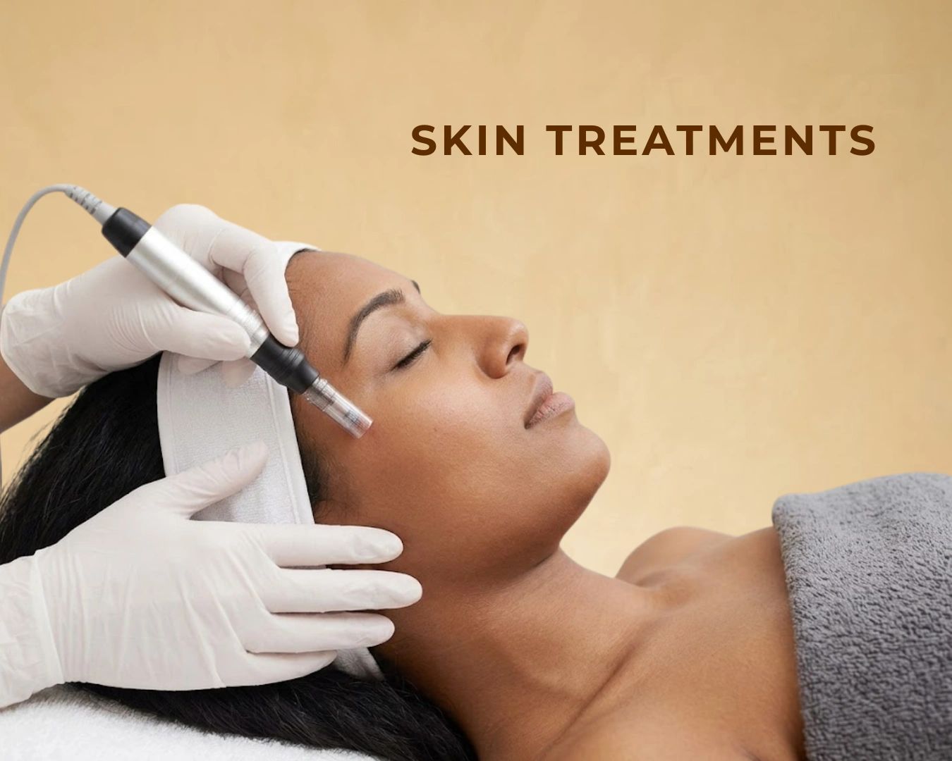 Woman receiving facial skin treatment.