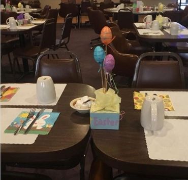 Tables decorated for a party