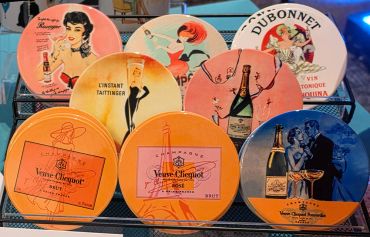 Collection of vintage-themed beverage coasters.